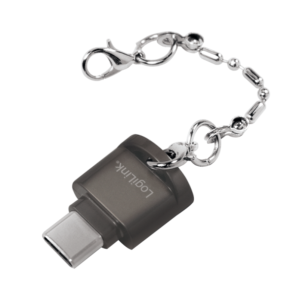 LogiLink USB C zu microSD Kartenleser als Schlüsselanhänger grau (1er Blister)