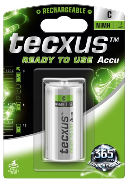 tecxus Ready toUse Rechargeable LSD NiMH Akku cBaby/HR14 4500 mAh 1,2 V (1er Blister)