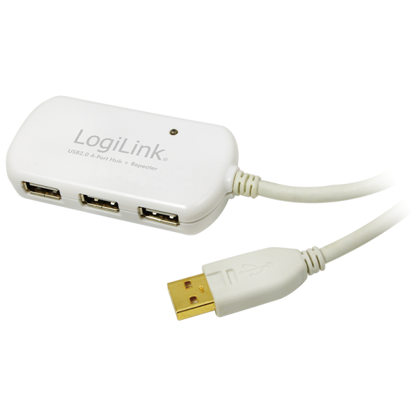 LogiLink USB 2.0 Kabel mit 4 Port Hub 12 m