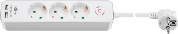 goobay Steckdosenleiste 3 fach mit Schalter und 2 USB Ports weiß 1,5 m (1er Faltschachtel)