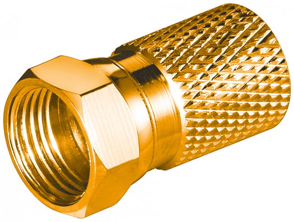 goobay F-Stecker Cu vergoldet L. ca. 20 mm gr.Überwurfmutter Für Kabel Außen-ø 8,2 mm ohne Markierun