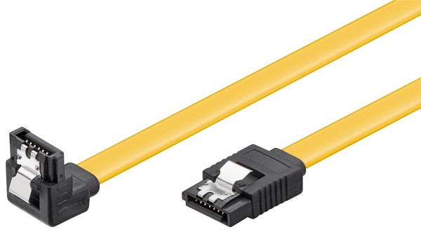 goobay SATA 3.0 Kabel mit Verriegelung gewinkelt gelb 0,5 m (Bulk)