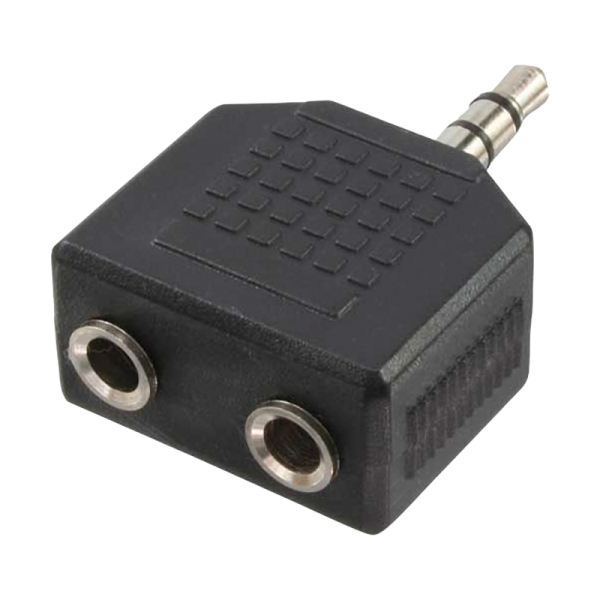 LogiLink Stereo Adapter Pin 3,5 mm zu 2 x Pin 3,5 mm schwarz (1er Softpack)