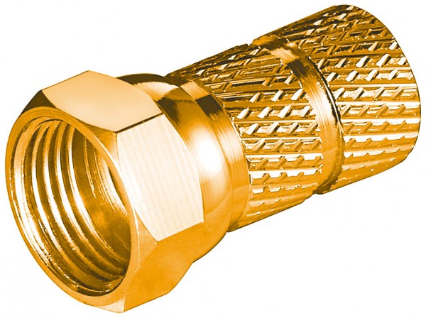 goobay F-Stecker Cu vergoldet L. ca. 20 mm gr.Überwurfmutter Für Kabel Außen-ø 6,5 mm 1 Markierungs-