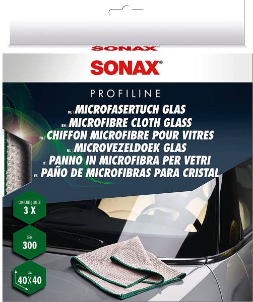 SONAX Microfasertuch Glas (3er Faltschachtel)