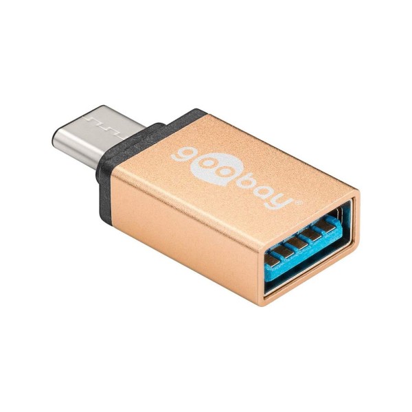 goobay USB C/USB A OTG Super Speed Adapter für den Anschluss von Ladekabeln 3.0 gold