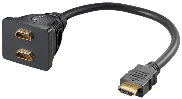 goobay HDMI Kabeladapter 2 x 19 polig HDMI Buchse auf 19 polig HDMI Stecker vergoldet schwarz 0,1 m
