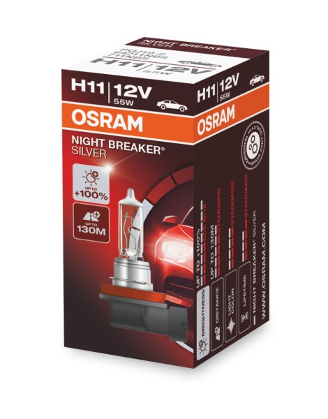 OSRAM NIGHT BREAKER SILVER H11 PGJ19-2 12 V/55 W (1er Faltschachtel)