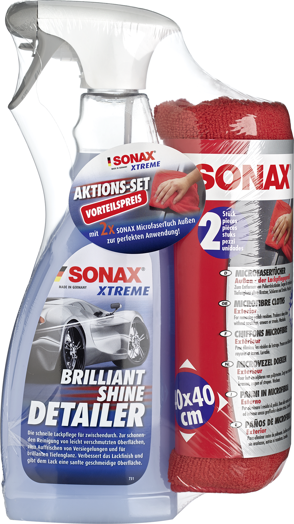 SONAX XTREME BrilliantShine Detailer 750 ml + MicrofaserTücher