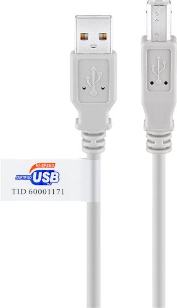goobay USB 2.0 Hi-Speed Kabel A Stecker auf B Stecker mit USB Logo grau 3 m