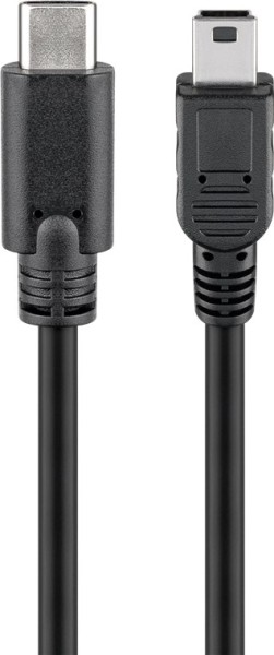 goobay USB 2.0 Kabel USB C auf Mini B 2.0 schwarz 0,5 m