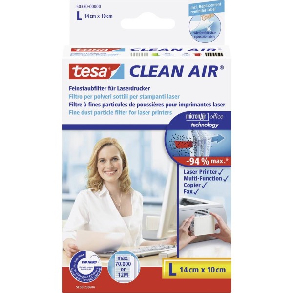tesa Clean Air Feinstaubfilter für Laserdrucker L (1er Faltschachtel)