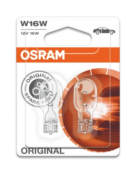 OSRAM ORIGINAL W16W W2.1x9.5d 12 V/16 W (2er Blister)