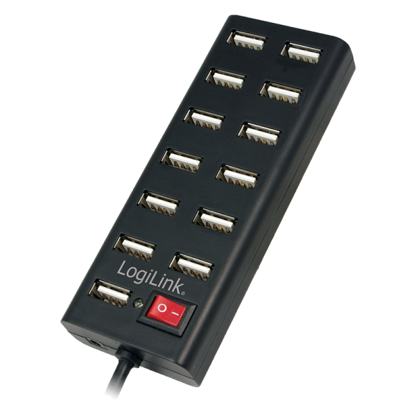 LogiLink USB 2.0 Hub 13 Port mit EIN/AUS Schalter schwarz (1er Faltschachtel)