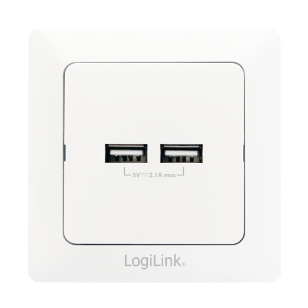 LogiLink Unterputz Steckdose mit 2 x USB Port weiß (1er Blister)