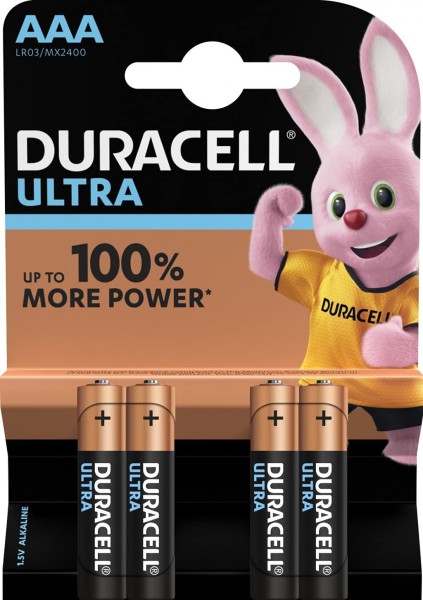 Duracell Ultra Power Alkali-Batterie AAA (LR03) MN2400 1,5 V (4er Blister)