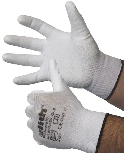 ChiliTec Nylon Feinstrick Handschuhe mit PU Beschichtung Cat II weiß 10 (Bulk)