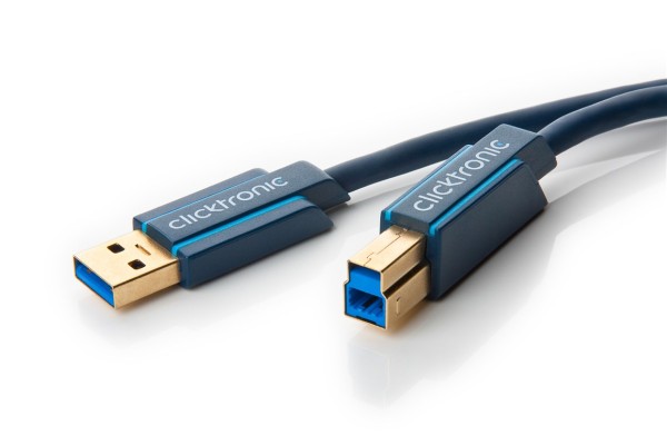 clicktronic USB-A-auf-USB-B 3.0 Adapterkabel 5 Gbit/s 0,5 m (1er Faltschachtel)