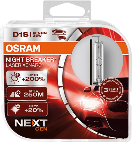 OSRAM NIGHT BREAKER LASER Xenarc NextGen. D1S PK32d-2 12V/24V/35W (2er Box)