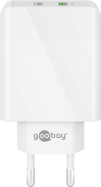 goobay Dual-USB Schnellladegerät QC3.0 28W weiß (1er Softpack)