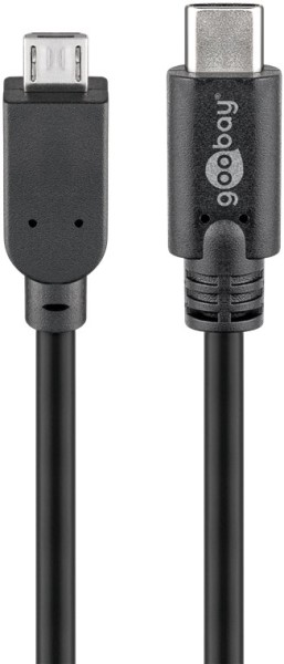 goobay USB 2.0 Kabel USB C auf Micro B 2.0 schwarz 0,6 m