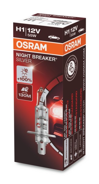 OSRAM NIGHT BREAKER SILVER H1 P14.5s 12 V/55 W (1er Faltschachtel)