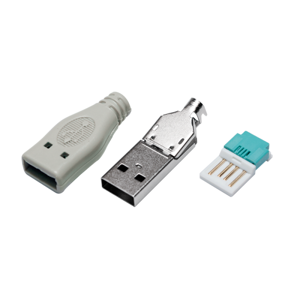 LogiLink USB 2.0 Konnektor zur Selbstmontage USB/M Crimp Version grau (Bulk)