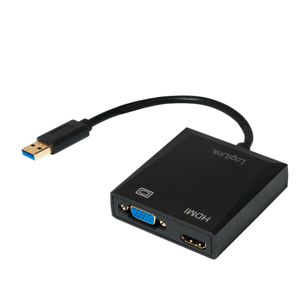 LogiLink USB 3.0 Adapter auf VGA/HDMI 1080p schwarz 0,1 m (1er Blister)