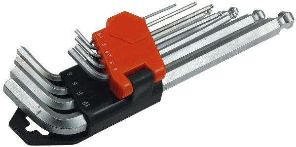 ChiliTec Innensechskant-Schlüssel, 9-teiliges Set mit Kugelkopf und Halter