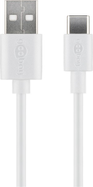 goobay USB C Lade und Synchronisationskabel weiß 0,1 m