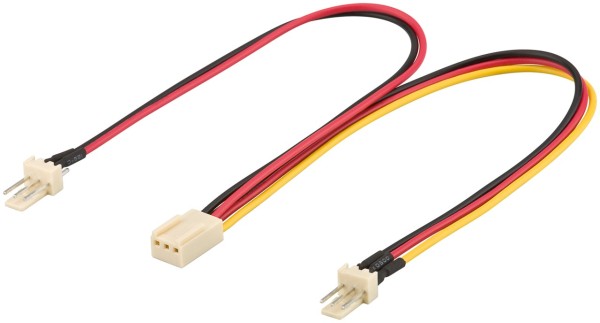 goobay Internes PC Stromkabel 2 x 3 Pin Stecker auf 3 Pin Buchse schwarz gelb/rot 0,2 m (Bulk)