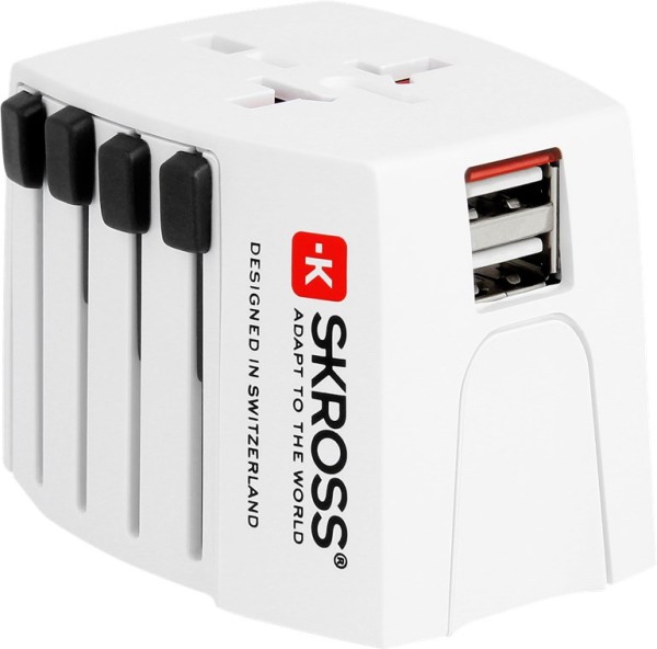 SKROSS World Adapter MUV USB 2 polig weiß (1er Blister)