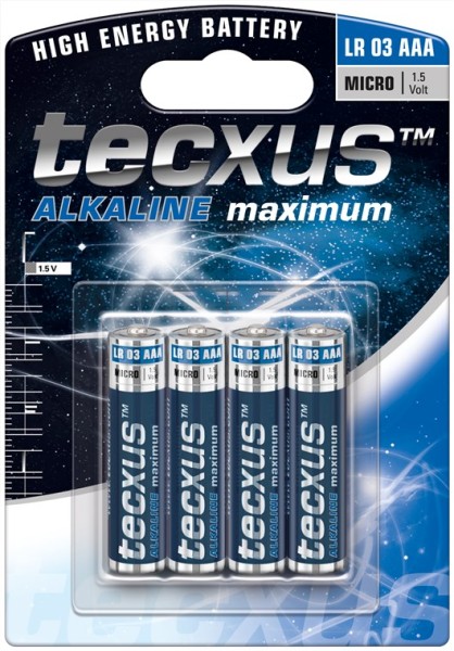 tecxus Alkaline maximum Alkali Mangan Batterie LR03/AAA Micro1,5 V (4er Blister)