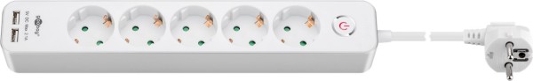 goobay Steckdosenleiste 5 fach mit Schalter und 2 USB Ports weiß 1,5 m (1er Faltschachtel)