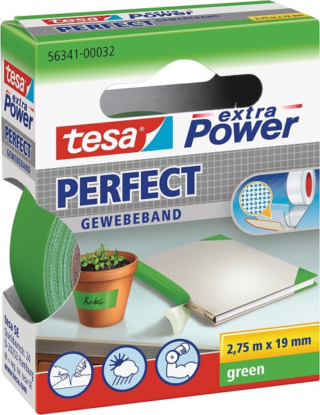 tesa Gewebeband extra Power Perfect grün 2,75 m x 19 mm