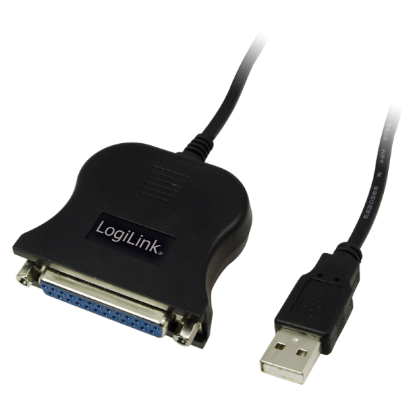 LogiLink USB Kabel USB A/M zu DB25/M bidirekt schwarz, 1,8 m