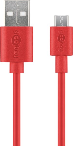 goobay Micro USB Lade und Synchronisationskabel für Android Geräte rot 1 m