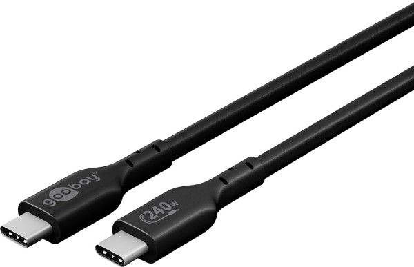goobay Sync und Charge Ladekabel USB-C auf USB-C 2.0 240 W schwarz 1 m