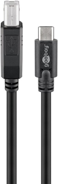 goobay USB C auf B Kabel schwarz 1 m