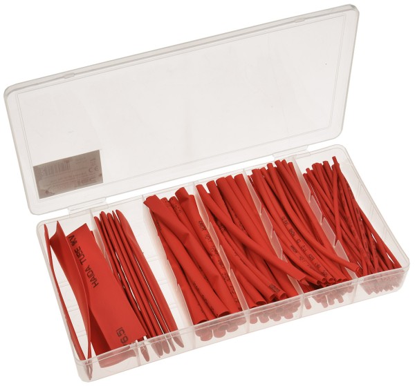 ChiliTec Schrumpfschlauch-Sortiment, 100-teilig in praktischer Box, rot