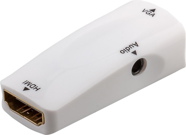 goobay Kompakter HDMI/VGA Adapter inkl. Audio vergoldet weiß (Bulk)