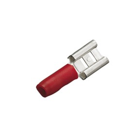 Flachstecker 6,3 x 0,8mm rot für Kabel 0,25mm² - 1mm² teilisoliert