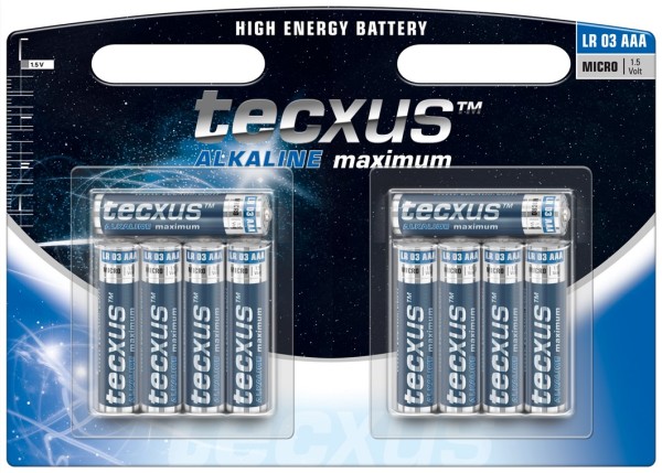 tecxus Alkaline maximum Alkali Mangan Batterie LR03/AAA Micro1,5 V (10er Blister)