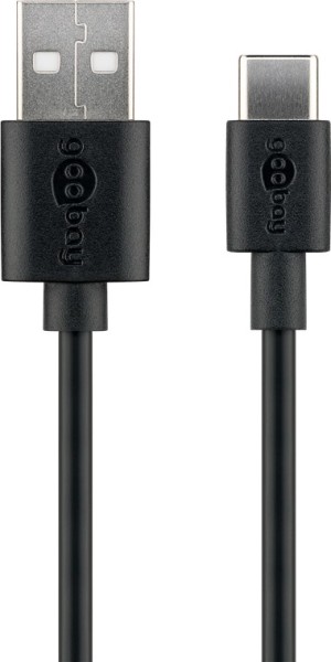 goobay USB C und USB-A Lade und Synchronisationskabel schwarz 1 m