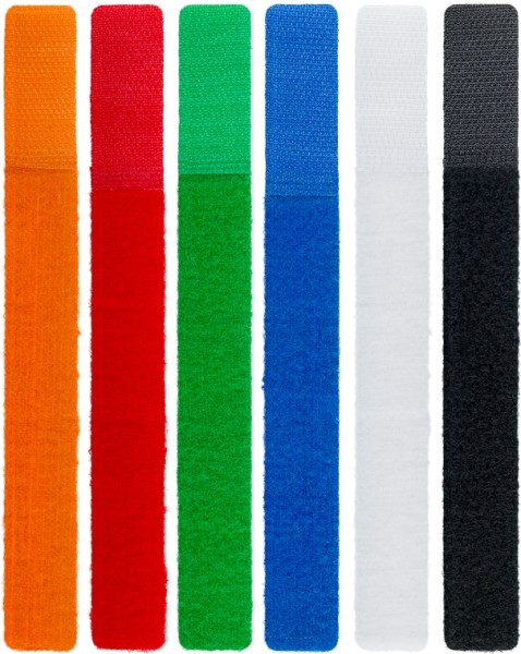 goobay Kabelmanagement Klettverschluss schwarz/orange/blau/grün/rot/weiß (6 Stück)