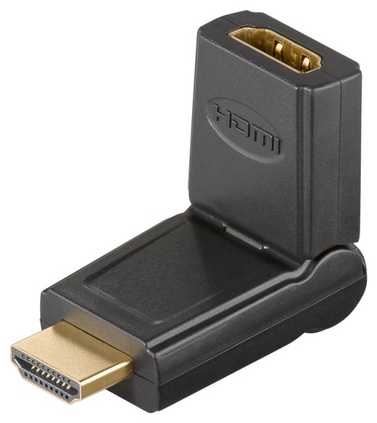 goobay HDMI Adapter HDMI+ A Buchse auf HDMI+ A Stecker abwinkelbar vergoldet schwarz