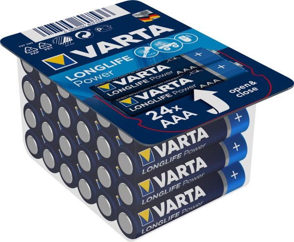 Varta Longlife Power Alkali Mangan Batterie LR03/AAA Micro 1,5 V (24 Stück)