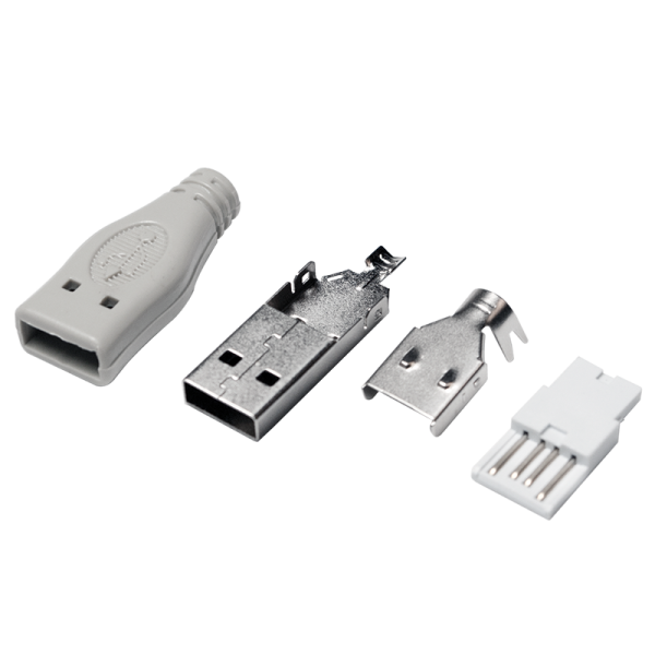 LogiLink USB 2.0 Konnektor zur Selbstmontage USB/M Lötversion grau (Bulk)