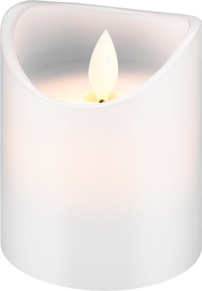 goobay LED Echtwachs Kerze weiß 7,5 x 10 cm (1er Faltschachtel)