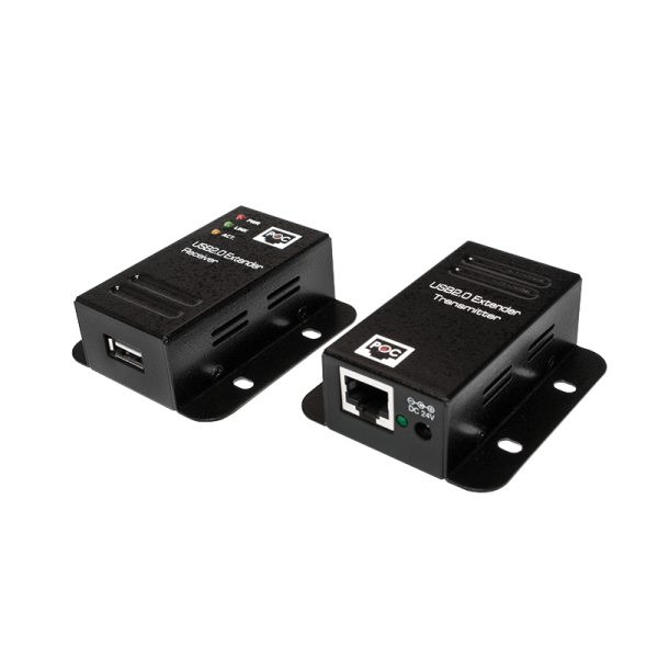 LogiLink USB 2.0 CAT 5 Extender mit 1 Port montierbar POC schwarz 50 m (Bulk)